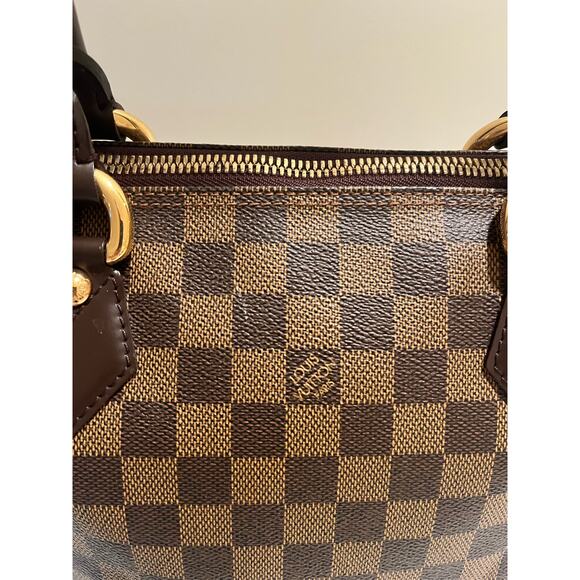 Louis Vuitton Saleya MM Damier Ebene Tote EXCELLENT Shoulder Bag Brown Leather - Picture 9 of 16